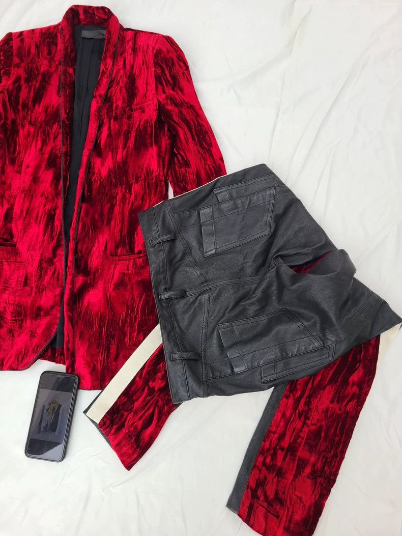 Haider Ackermann Red Velvet Suit Set with Pants Size S / US 4 / IT 40 - 5 Thumbnail