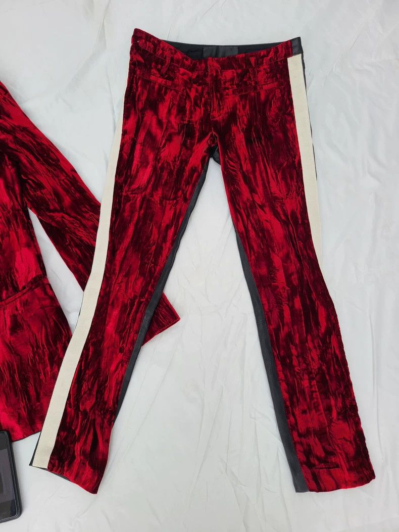 Haider Ackermann Red Velvet Suit Set with Pants Size S / US 4 / IT 40 - 3 Thumbnail