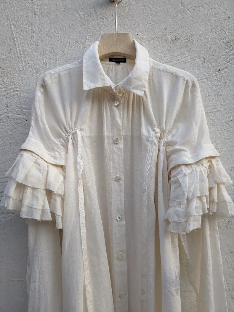 Ann Demeulemeester Unique Long Sleeve Button-Up Shirt Dress Size M / US 6-8 / IT 42-44 - 4 Thumbnail
