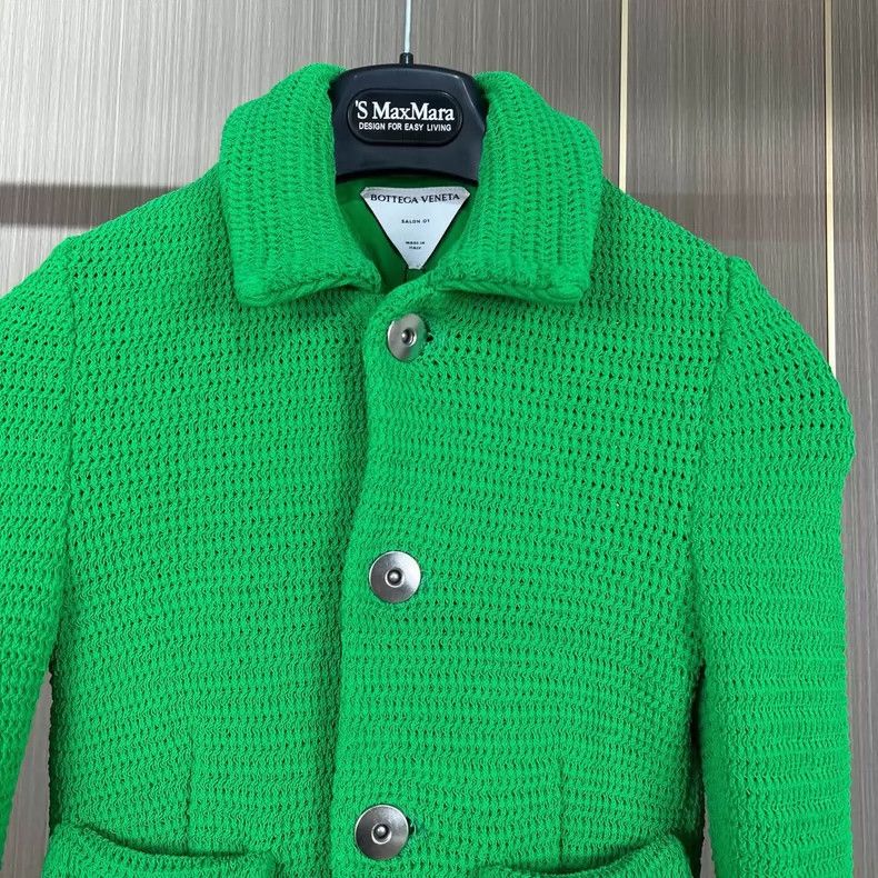 Bottega Veneta Bottega Veneta Green Knit Button-Up Jacket Size M / US 6-8 / IT 42-44 - 4 Thumbnail