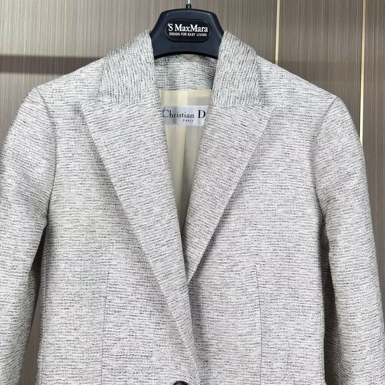 Dior Dior Silver Gray Single-Breasted Wool Coat Size S / US 4 / IT 40 - 3 Thumbnail