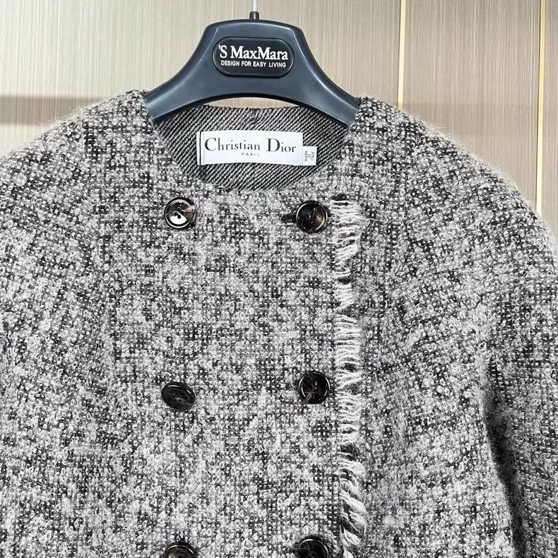 Dior Dior Double-Breasted Knit Jacket in Gray Size S / US 4 / IT 40 - 3 Thumbnail
