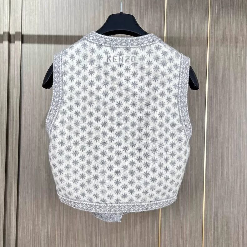 Kenzo Kenzo Snowflake Embroidered Wool Knitted Vest Size M / US 6-8 / IT 42-44 - 2 Thumbnail