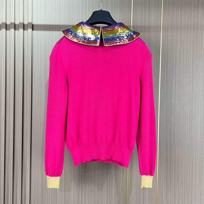 Gucci Gucci Pink Long Sleeve Knit Top with Bow Size XS / US 0-2 / IT 36-38 - 2 Thumbnail