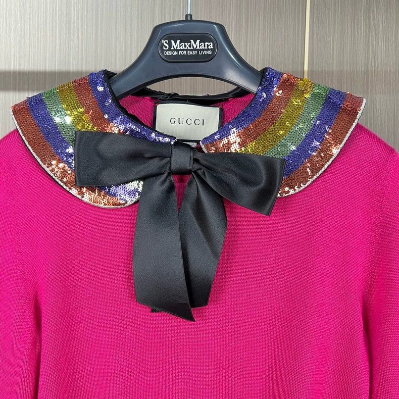 Gucci Gucci Pink Long Sleeve Knit Top with Bow Size XS / US 0-2 / IT 36-38 - 3 Thumbnail