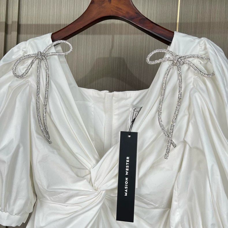 Maison Margiela White Puff Sleeve Princess Dress with Bow Size M / US 6-8 / IT 42-44 - 3 Thumbnail