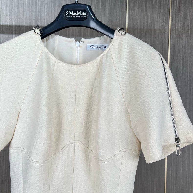 Dior Dior White Zipper Dress Size 34 Size S / US 4 / IT 40 - 3 Thumbnail