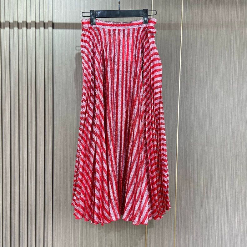 Gucci Gucci Red Striped Pleated Skirt Size 40 Size 40" / US 18 - 2 Thumbnail