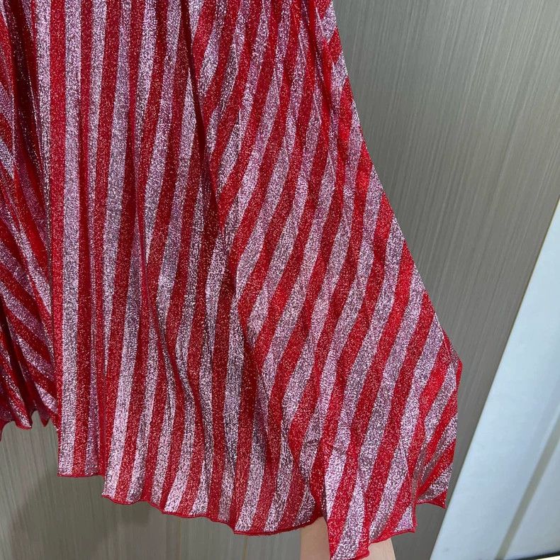 Gucci Gucci Red Striped Pleated Skirt Size 40 Size 40" / US 18 - 4 Thumbnail