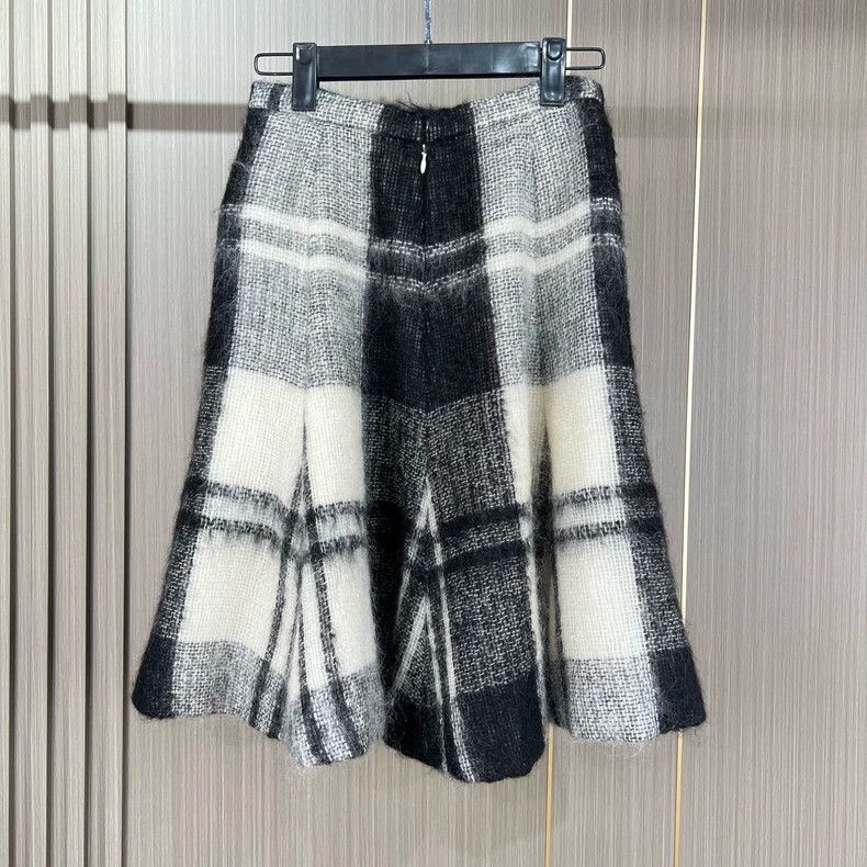 Dior Dior Black and White Plaid Wool Skirt Size 36" / US 14 / IT 50 - 2 Thumbnail