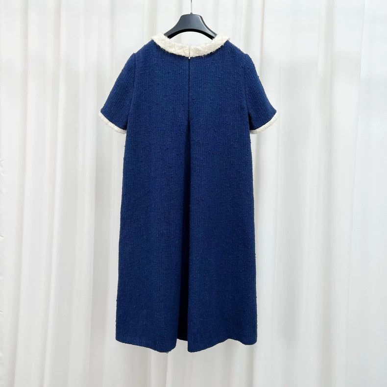 Gucci Gucci Blue Tweed Dress with Bow Collar Size M / US 6-8 / IT 42-44 - 2 Thumbnail