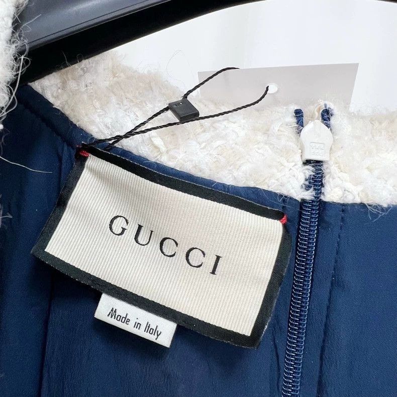 Gucci Gucci Blue Tweed Dress with Bow Collar Size M / US 6-8 / IT 42-44 - 5 Thumbnail