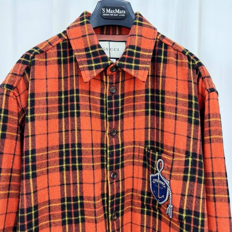 Gucci Gucci Plaid Shirt with Anchor Logo Size L / US 10 / IT 46 - 3 Thumbnail