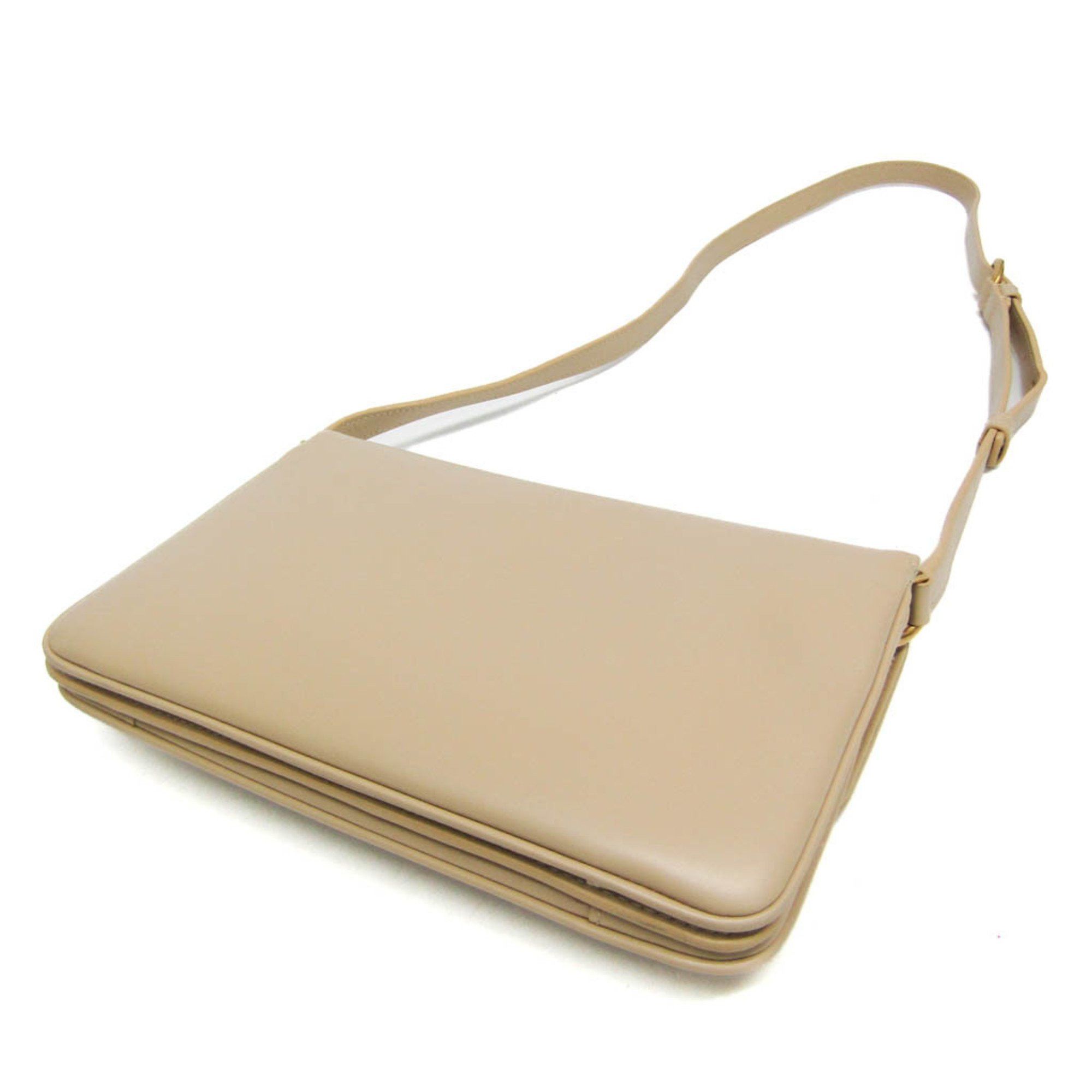 Saint Laurent Paris Saint Laurent Maillon Satchel 649795 Women's Leather Shoulder Bag Beige Size ONE SIZE - 3 Thumbnail