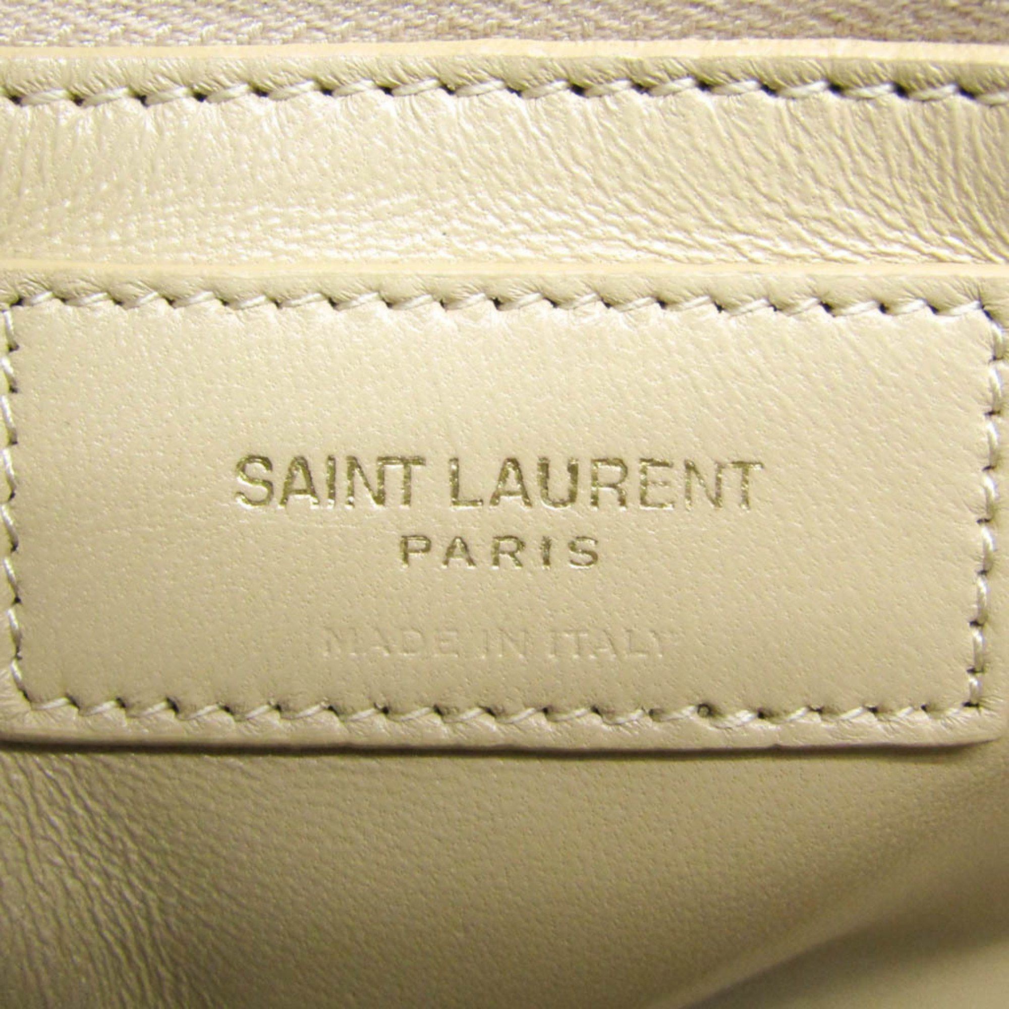 Saint Laurent Paris Saint Laurent Maillon Satchel 649795 Women's Leather Shoulder Bag Beige Size ONE SIZE - 14 Thumbnail