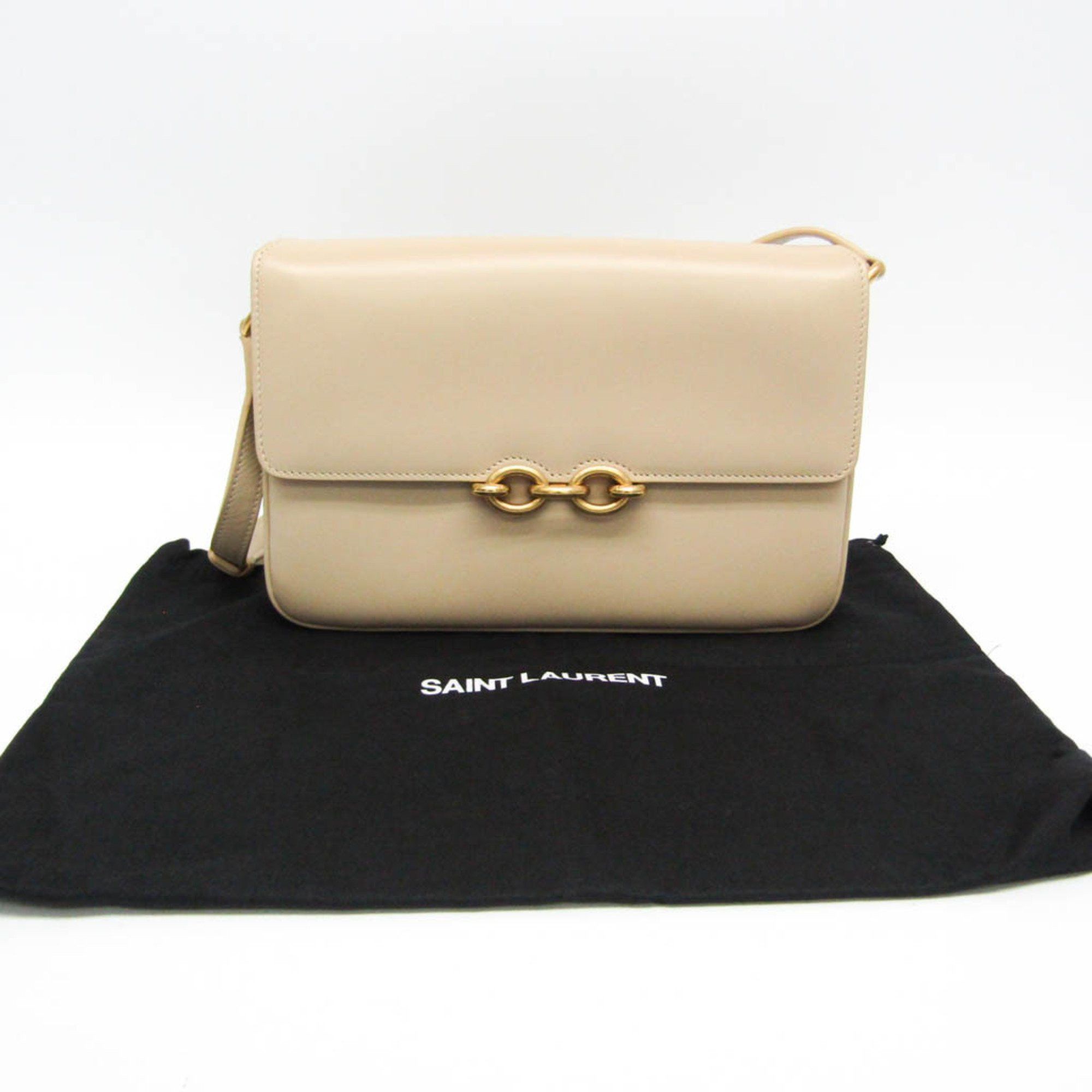 Saint Laurent Paris Saint Laurent Maillon Satchel 649795 Women's Leather Shoulder Bag Beige Size ONE SIZE - 2 Thumbnail
