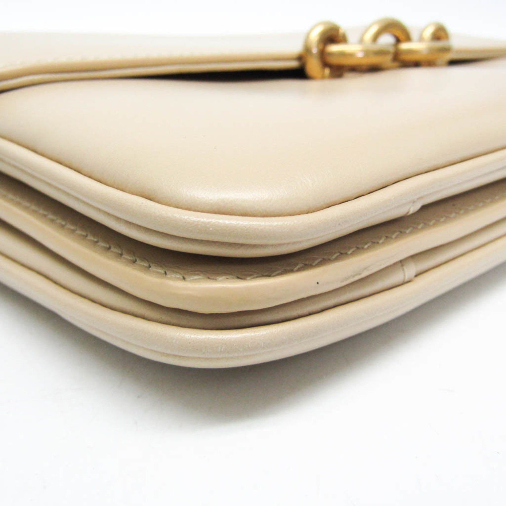 Saint Laurent Paris Saint Laurent Maillon Satchel 649795 Women's Leather Shoulder Bag Beige Size ONE SIZE - 6 Thumbnail