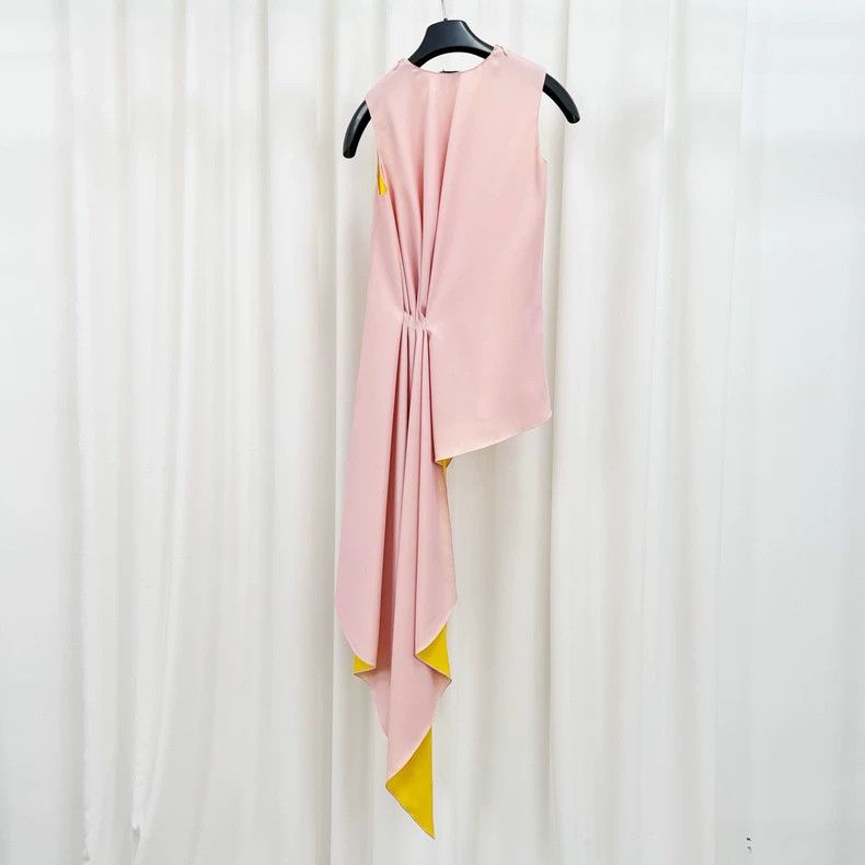Dior Pink Dress with Yellow Hem and Tie Size S / US 4 / IT 40 - 2 Thumbnail
