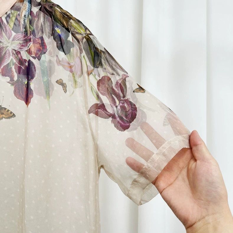 Givenchy Givenchy Floral Silk Short Sleeve Top Size S / US 4 / IT 40 - 4 Thumbnail