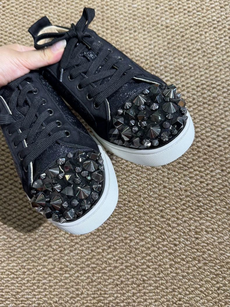 Christian Louboutin Christian Louboutin Black Crystal Studded Sneakers Size US 10 / IT 40 - 4 Thumbnail