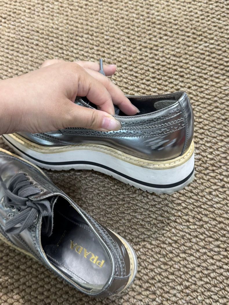 Prada Prada Silver Platform Brogue Shoes Size 36 Size US 6 / IT 36 - 4 Thumbnail