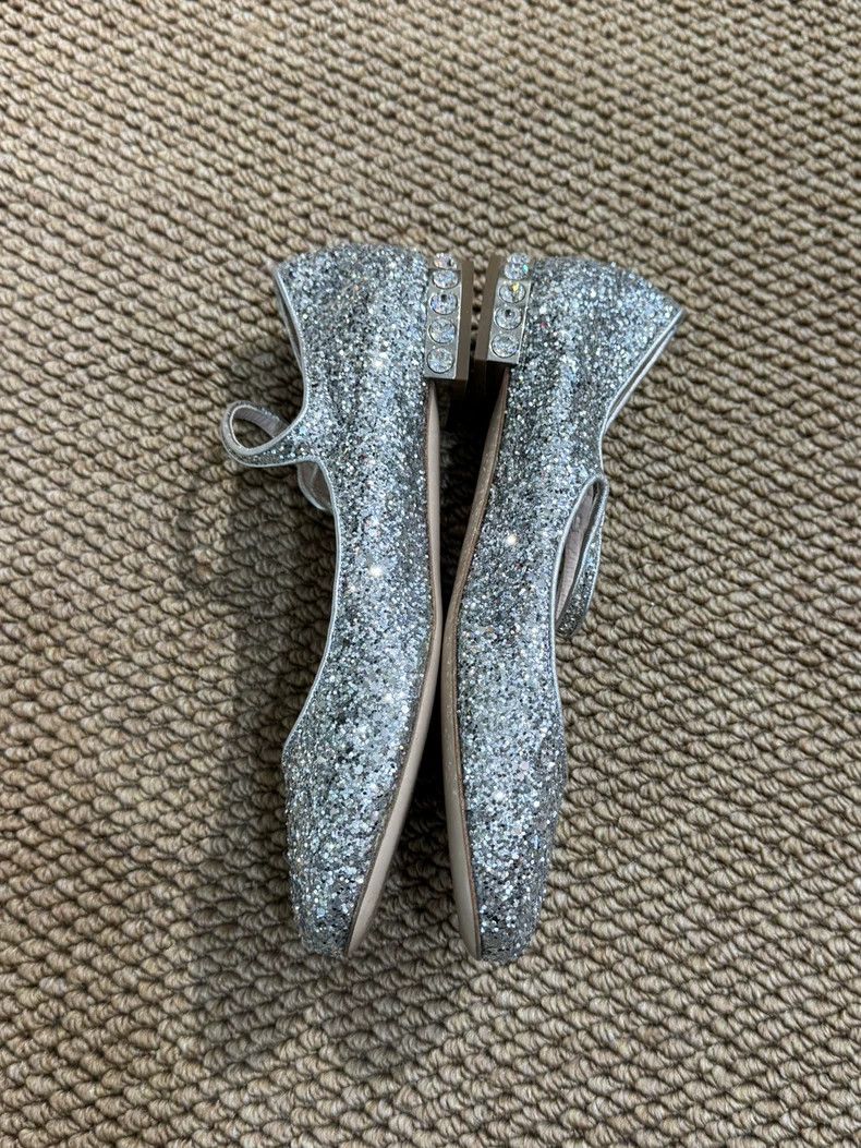 Miu Miu Miu Miu Silver Glitter Flat Shoes Size US 6 / IT 36 - 6 Thumbnail