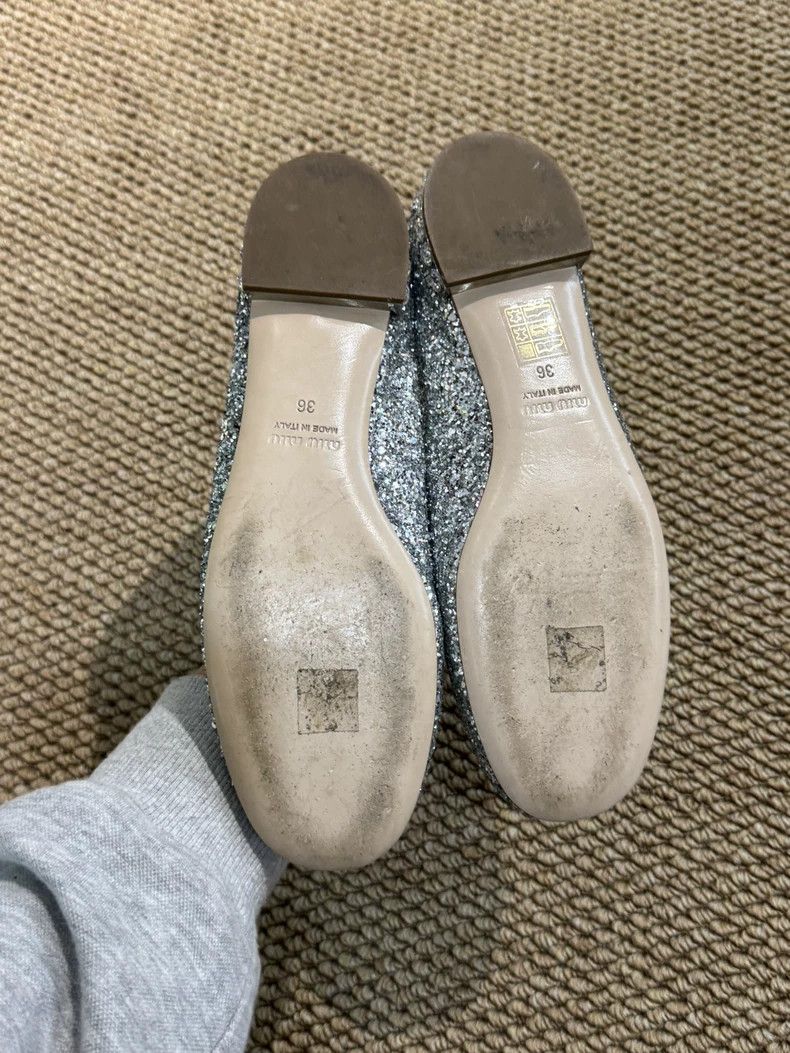 Miu Miu Miu Miu Silver Glitter Flat Shoes Size US 6 / IT 36 - 4 Thumbnail