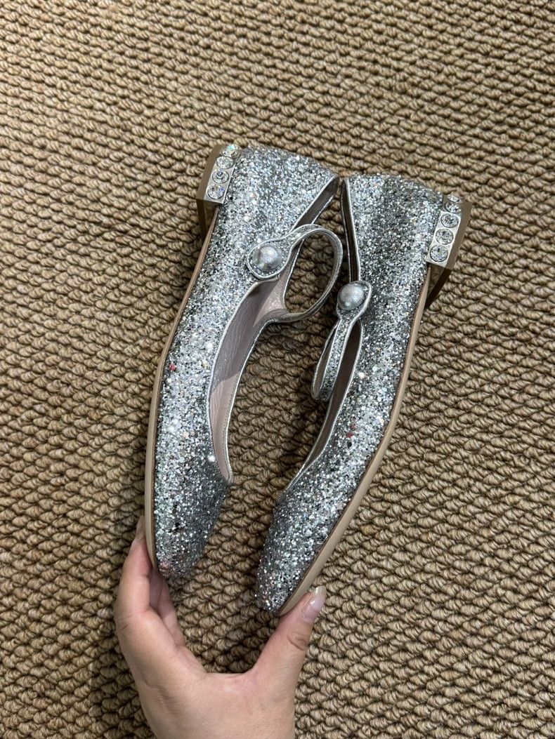 Miu Miu Miu Miu Silver Glitter Flat Shoes Size US 6 / IT 36 - 5 Thumbnail