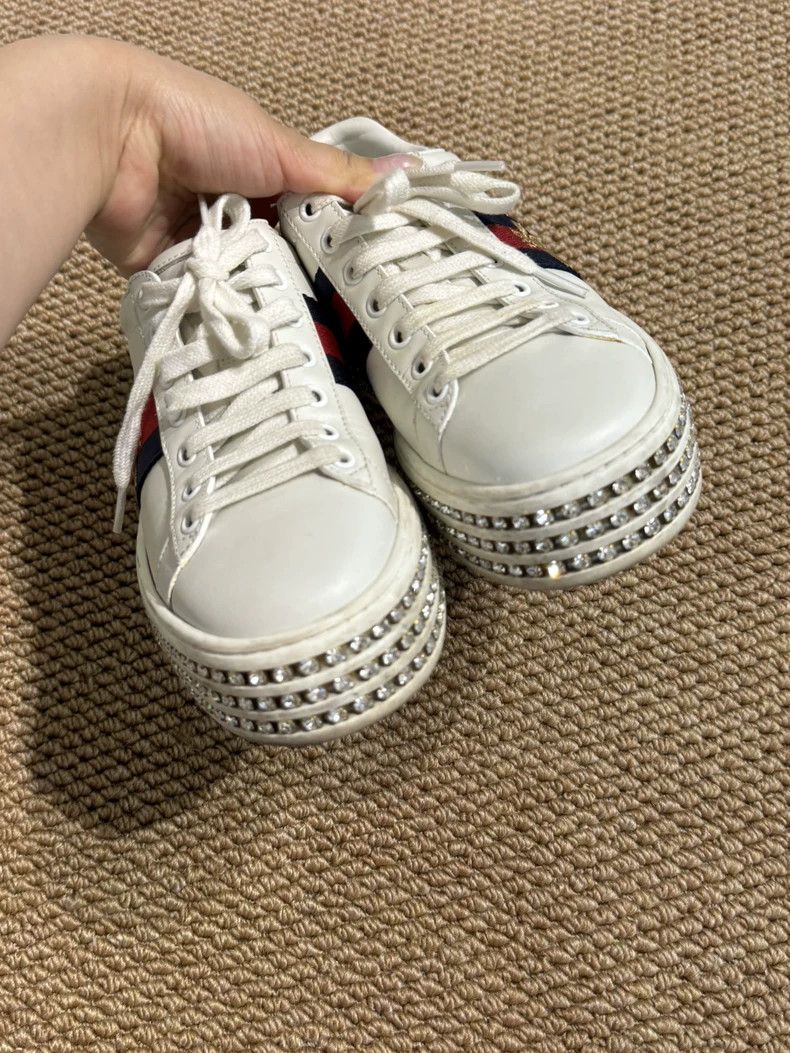 Gucci Gucci Classic White Sneakers with Crystal Sole Size US 6 / IT 36 - 3 Thumbnail