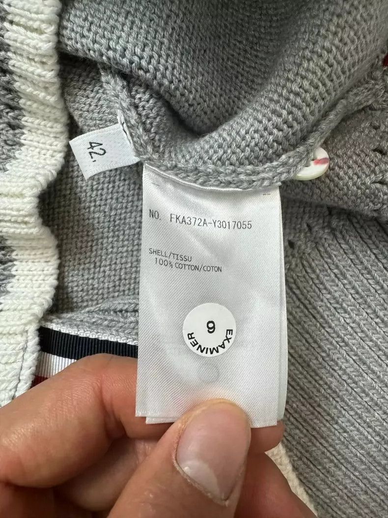 Thom Browne Thom Browne Grey Striped Knit Short Sleeve Top Size L / US 10 / IT 46 - 4 Thumbnail