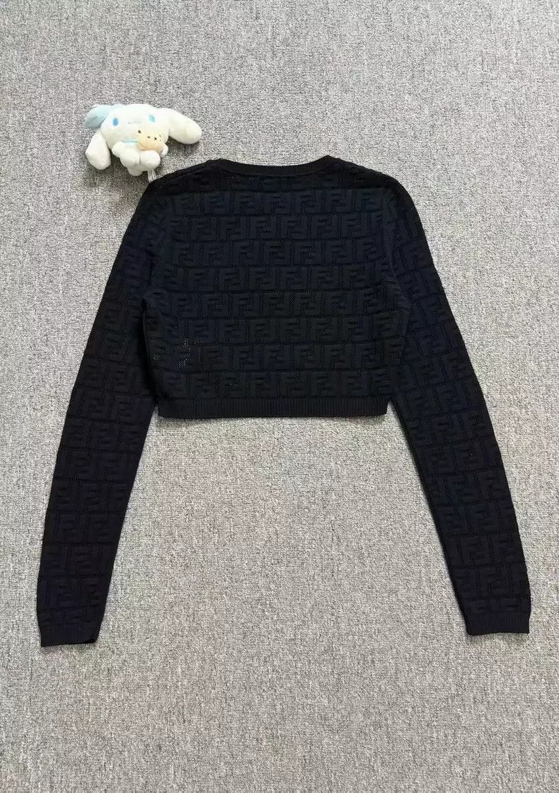 Fendi Fendi Black Double F Cropped Knit Sweater Size M / US 6-8 / IT 42-44 - 2 Thumbnail