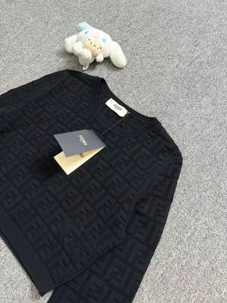 Fendi Fendi Black Double F Cropped Knit Sweater Size M / US 6-8 / IT 42-44 - 3 Thumbnail