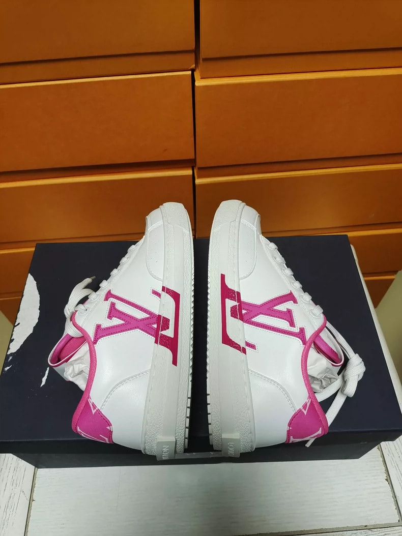 Louis Vuitton LV Women's White Sneakers with Pink Accents Size US 5 / IT 35 - 6 Thumbnail