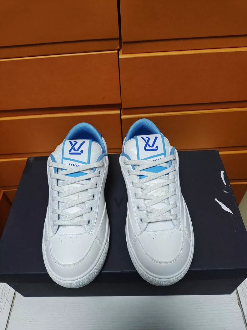 Louis Vuitton Louis Vuitton White Blue Tie-Up Sneakers Size US 5 / IT 35 - 3 Thumbnail