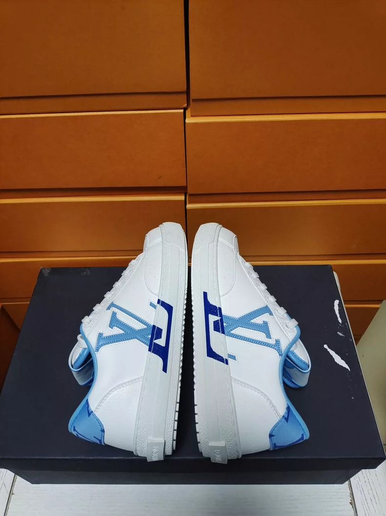 Louis Vuitton Louis Vuitton White Blue Tie-Up Sneakers Size US 5 / IT 35 - 6 Thumbnail
