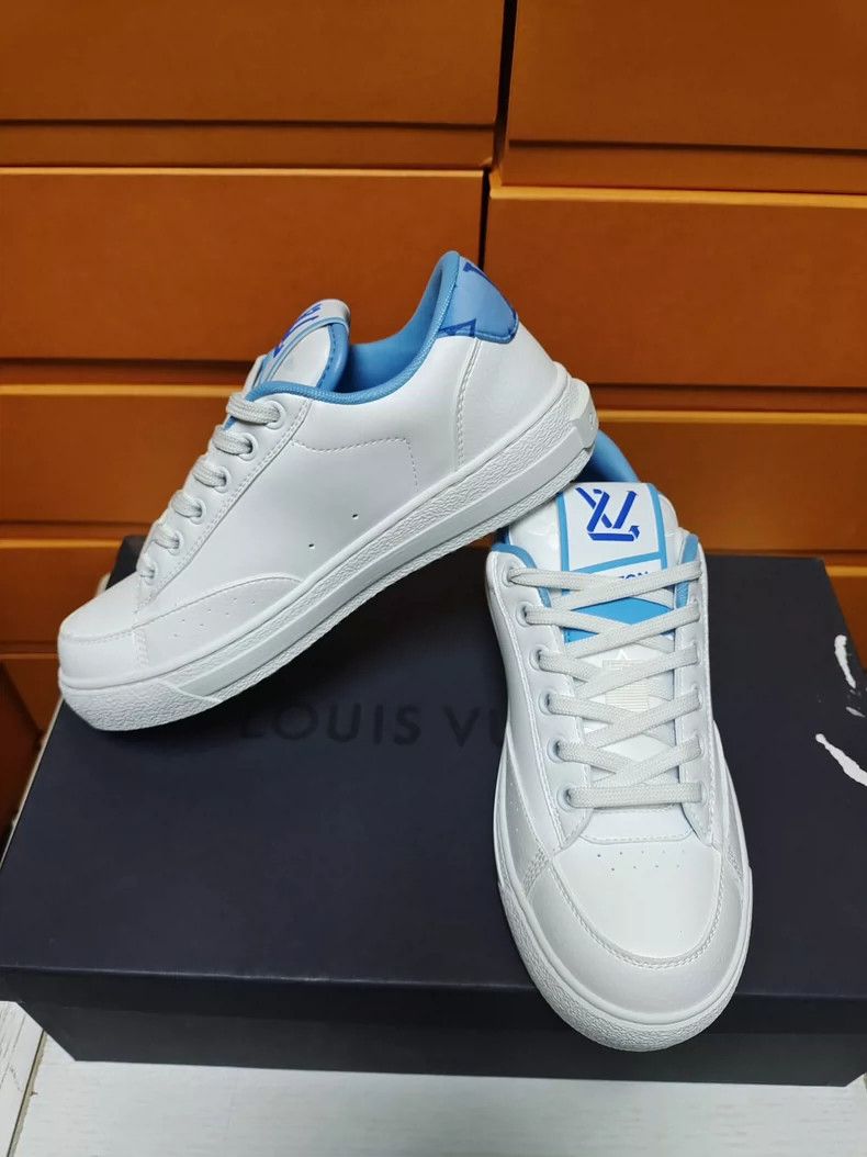 Louis Vuitton Louis Vuitton White Blue Tie-Up Sneakers Size US 5 / IT 35 - 4 Thumbnail