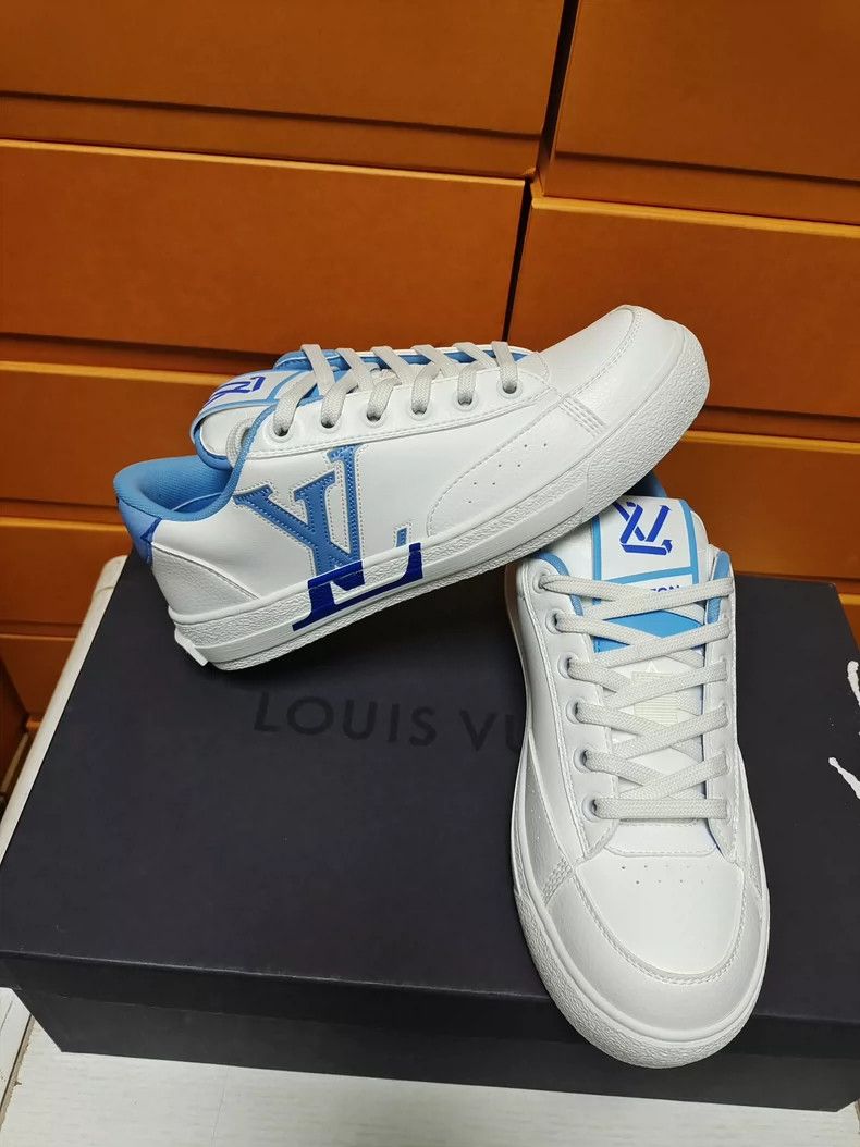 Louis Vuitton Louis Vuitton White Blue Tie-Up Sneakers Size US 5 / IT 35 - 5 Thumbnail