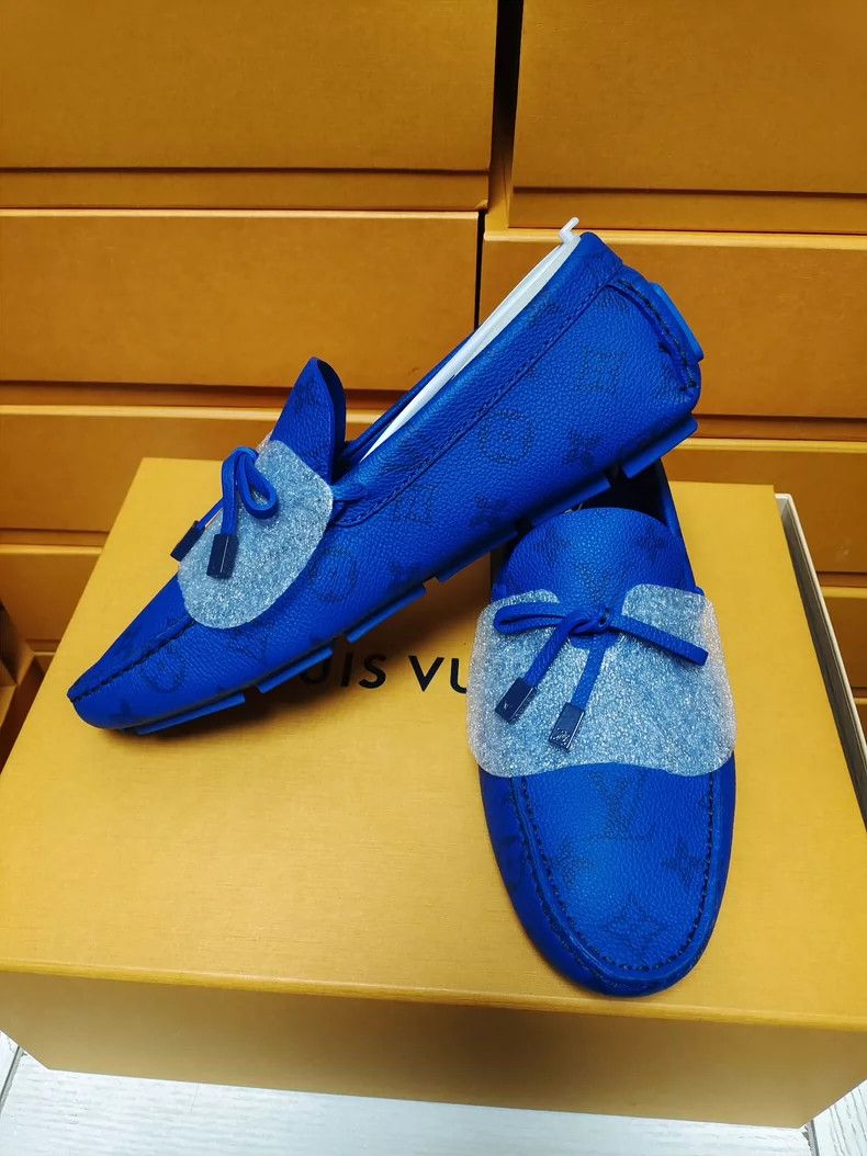 Louis Vuitton LV Louis Vuitton Blue Leather Driving Shoes Size US 6 / IT 36 - 4 Thumbnail
