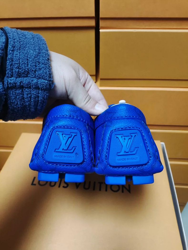 Louis Vuitton LV Louis Vuitton Blue Leather Driving Shoes Size US 6 / IT 36 - 8 Thumbnail