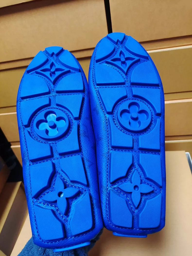 Louis Vuitton LV Louis Vuitton Blue Leather Driving Shoes Size US 6 / IT 36 - 9 Thumbnail
