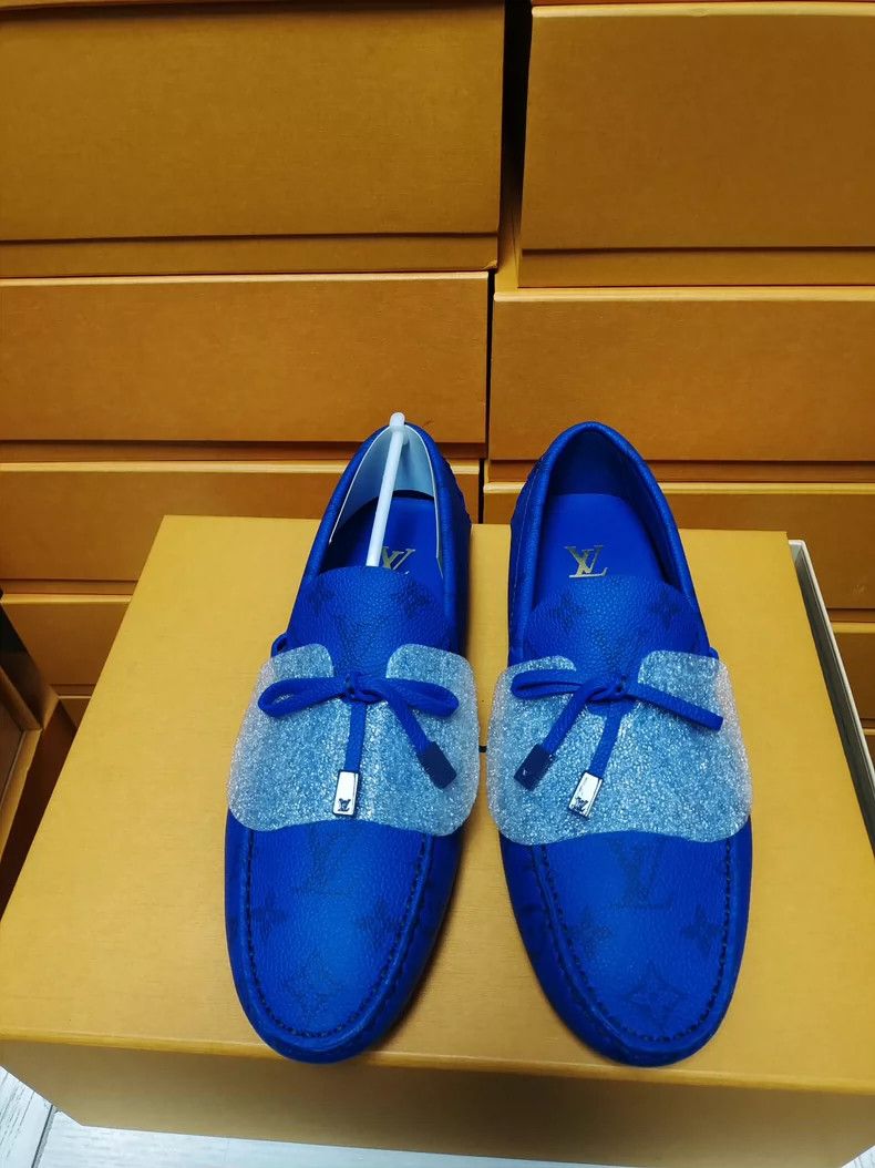 Louis Vuitton LV Louis Vuitton Blue Leather Driving Shoes Size US 6 / IT 36 - 3 Thumbnail