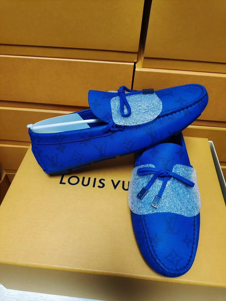 Louis Vuitton LV Louis Vuitton Blue Leather Driving Shoes Size US 6 / IT 36 - 5 Thumbnail