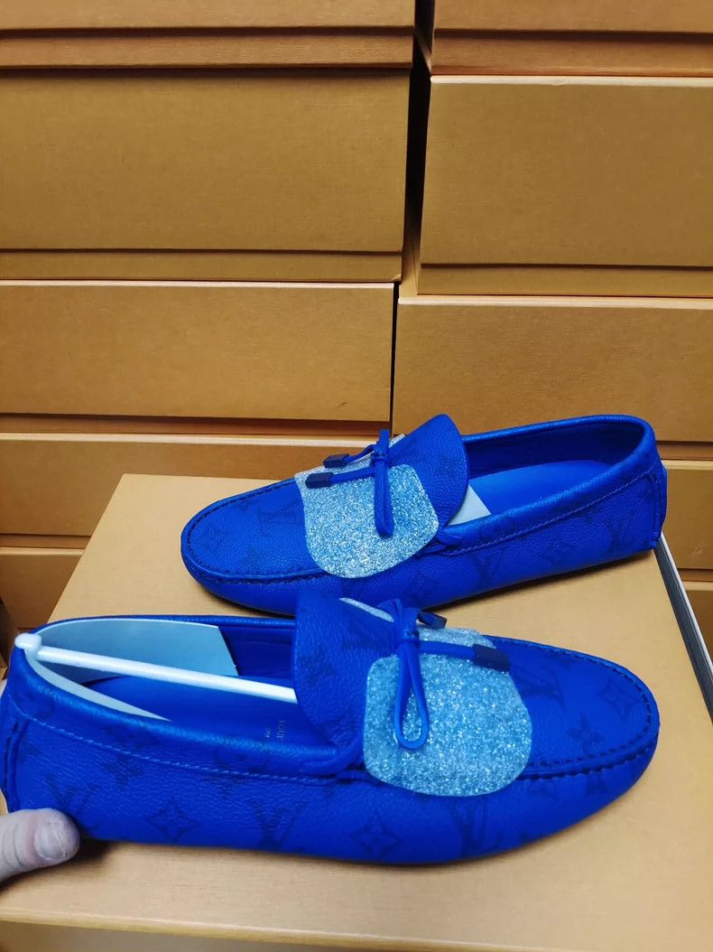 Louis Vuitton LV Louis Vuitton Blue Leather Driving Shoes Size US 6 / IT 36 - 2 Thumbnail