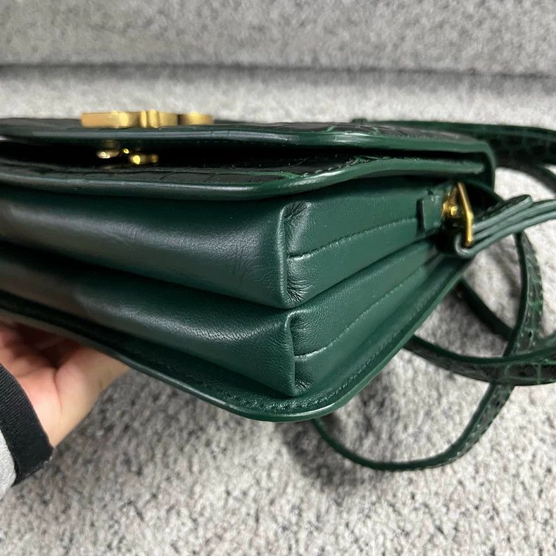 Balenciaga Balenciaga Green Crocodile Pattern Logo Bag Size ONE SIZE - 4 Thumbnail