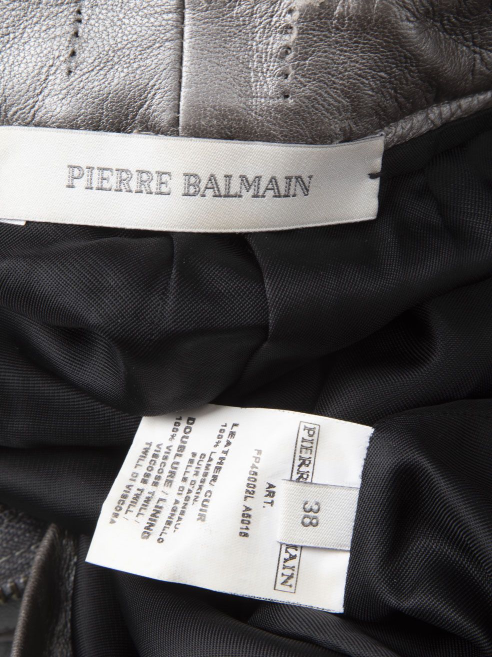 Balmain Silver Leather Fitted Mini Skirt Size 28" / US 6 / IT 42 - 8 Thumbnail