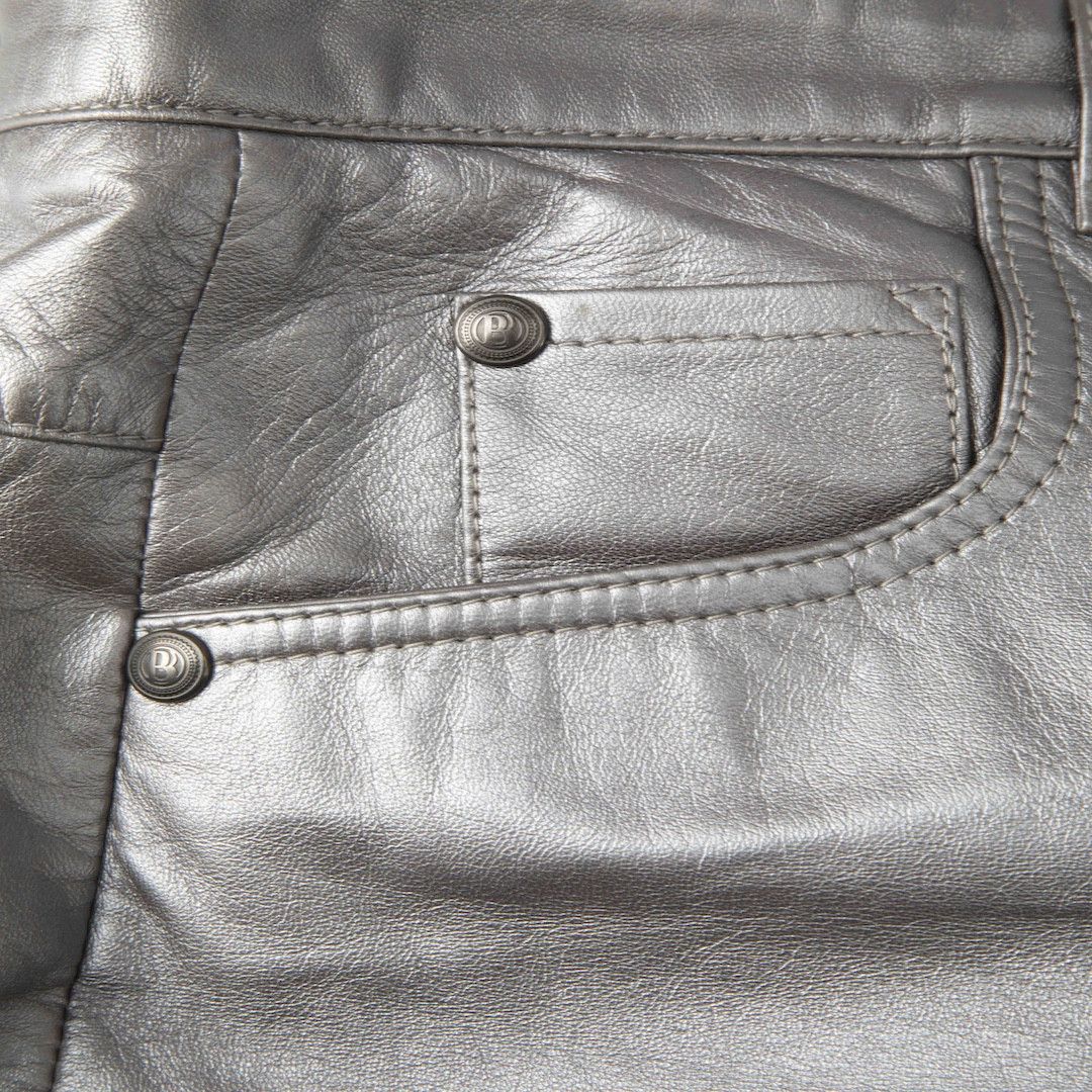 Balmain Silver Leather Fitted Mini Skirt Size 28" / US 6 / IT 42 - 3 Thumbnail