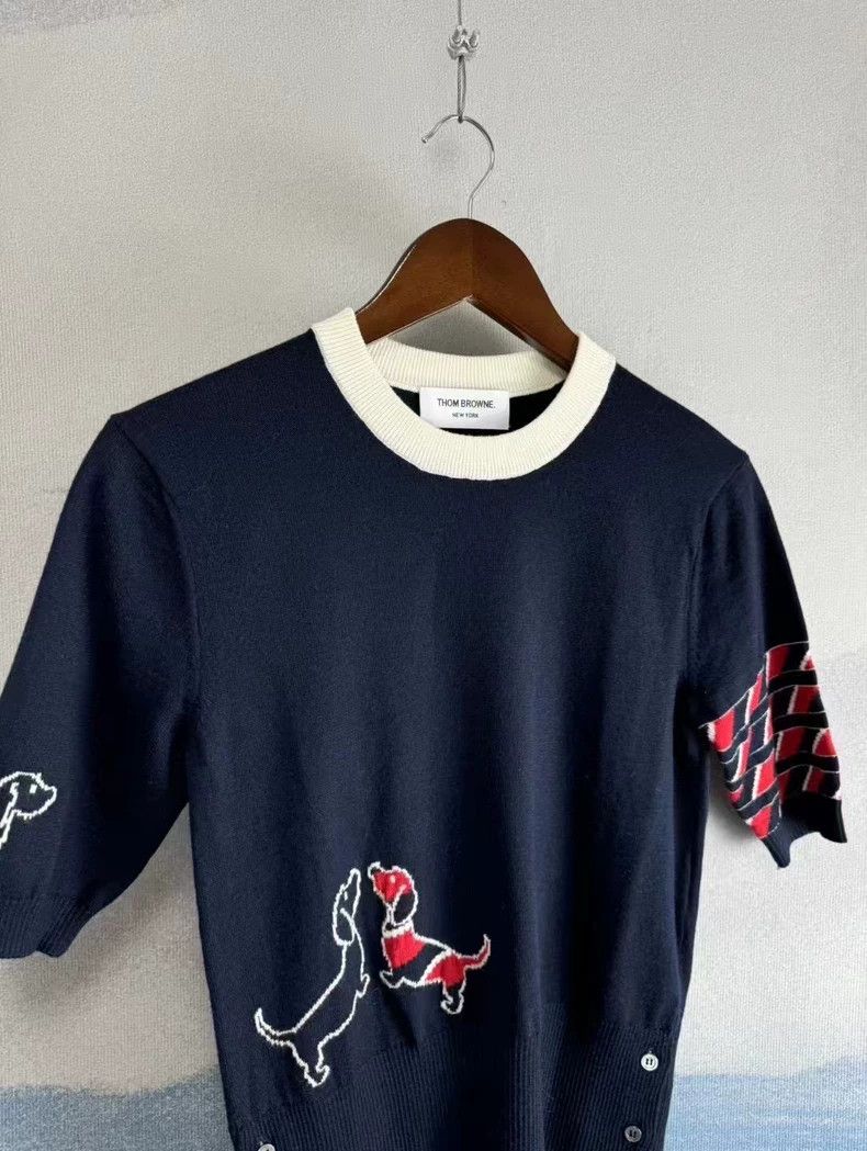Thom Browne Thom Browne Dog Pattern Short Sleeve Knit Top Size XS / US 0-2 / IT 36-38 - 2 Thumbnail