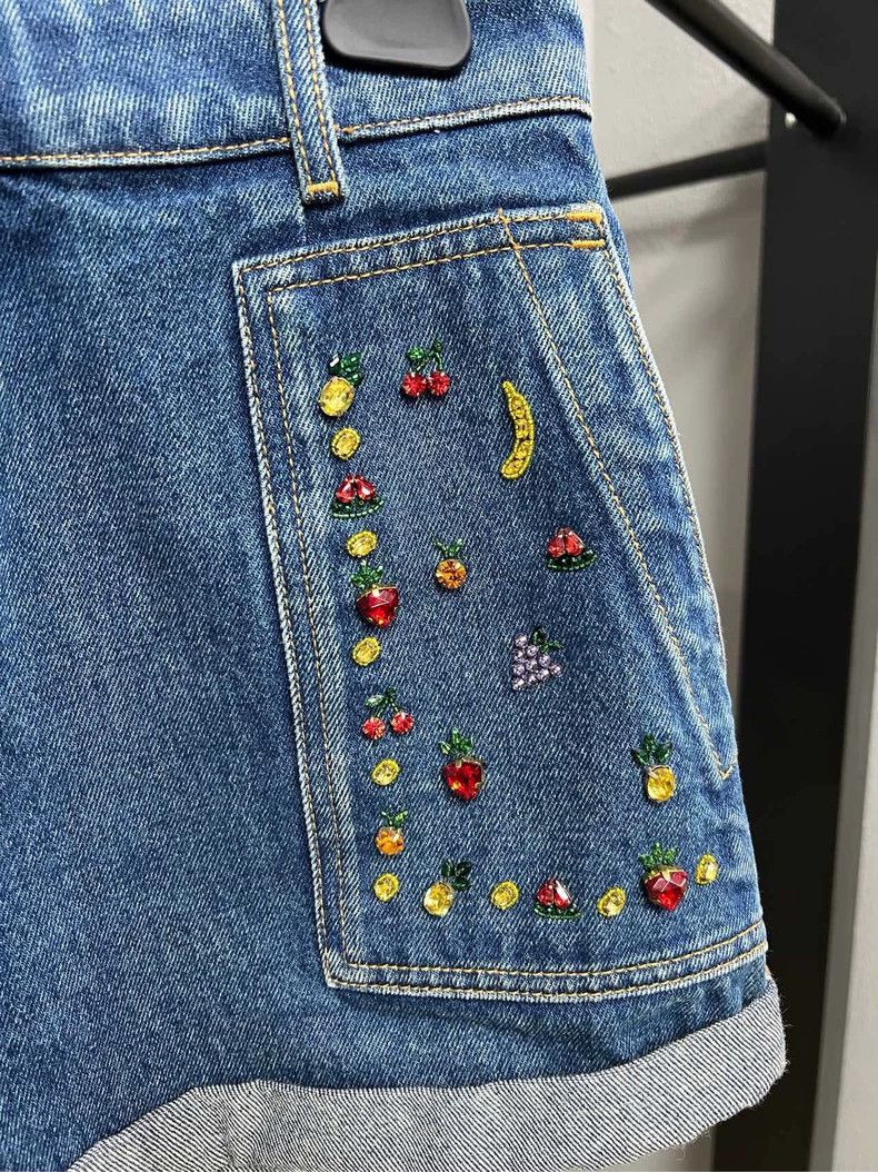 Valentino Valentino Embellished Denim Shorts Size 36" / US 14 / IT 50 - 3 Thumbnail