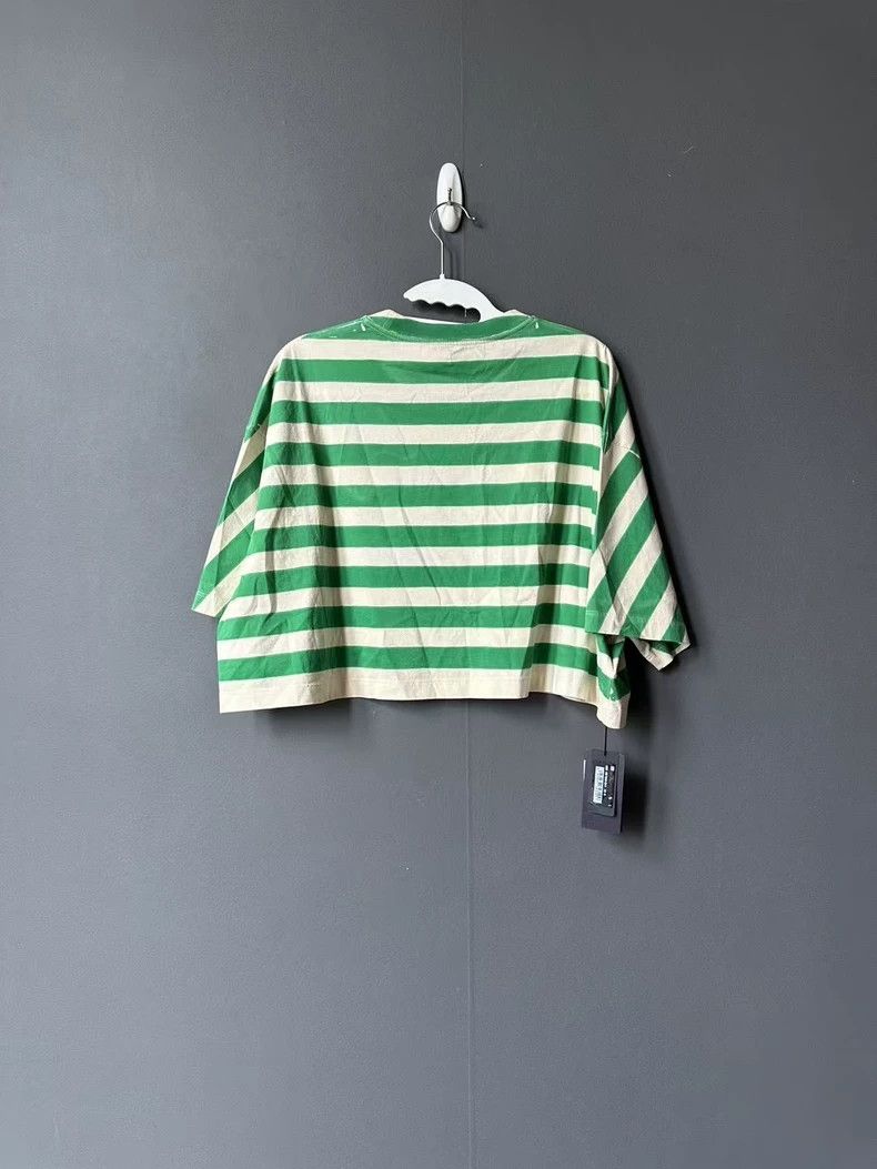 Prada Prada Green and White Striped Short Sleeve Top Size L / US 10 / IT 46 - 2 Thumbnail