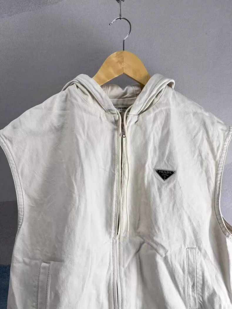 Prada Prada White Hooded Denim Zip Vest Size M / US 6-8 / IT 42-44 - 3 Thumbnail